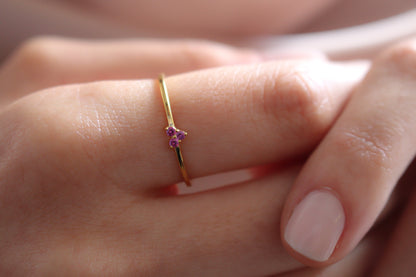 AMORE Dainty Pink Sapphire Heart Ring | 925K Sterling Silver or Solid Gold Promise Ring