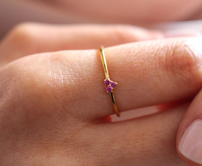 AMORE Dainty Pink Sapphire Heart Ring | 925K Sterling Silver or Solid Gold Promise Ring