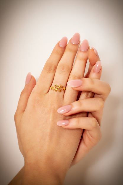 ANNABELLA Exquisite Gold or Sterling Silver Olive Branch Ring | A Symbol of Elegance and Grace Ring