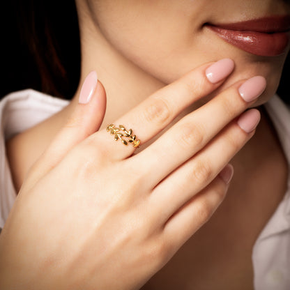 ANNABELLA Exquisite Gold or Sterling Silver Olive Branch Ring | A Symbol of Elegance and Grace Ring