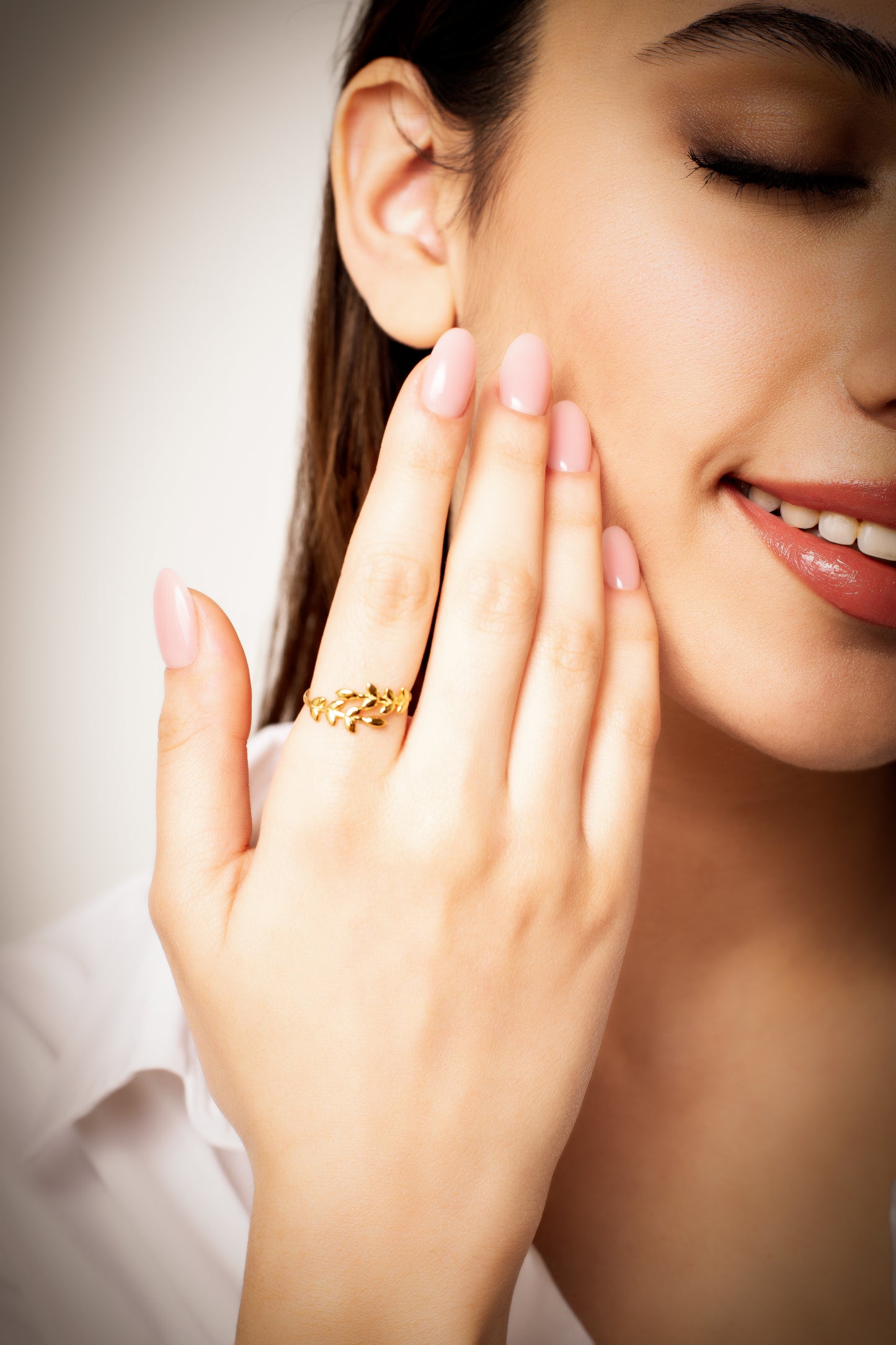 ANNABELLA Exquisite Gold or Sterling Silver Olive Branch Ring | A Symbol of Elegance and Grace Ring