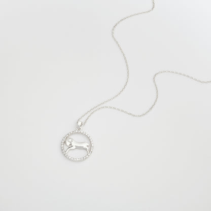 Aries Zodiac Necklace | 925K Silver & Gold Options with Zircon or Diamond Halo Necklace