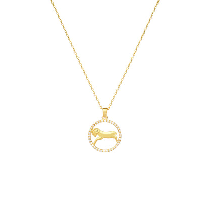 Aries Zodiac Necklace | 925K Silver & Gold Options with Zircon or Diamond Halo Necklace