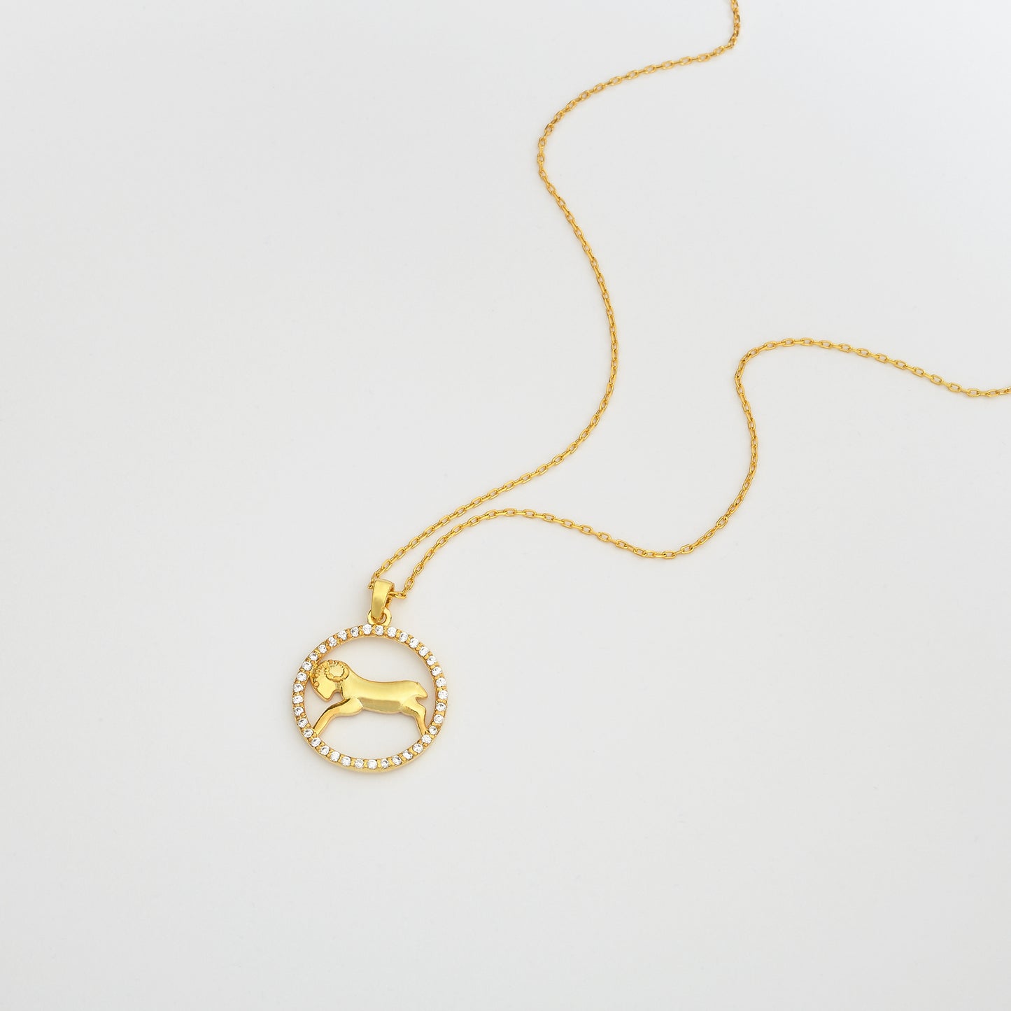 Aries Zodiac Necklace | 925K Silver & Gold Options with Zircon or Diamond Halo Necklace