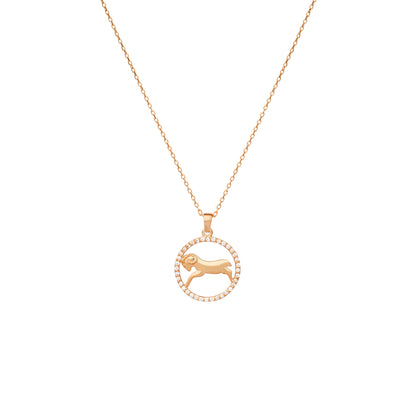 Aries Zodiac Necklace | 925K Silver & Gold Options with Zircon or Diamond Halo Necklace