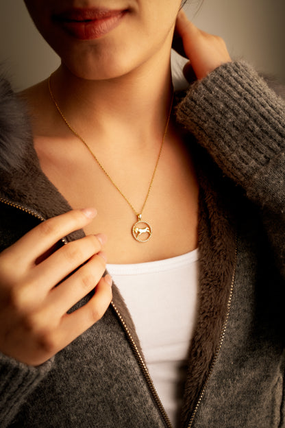 Aries Zodiac Necklace | 925K Silver & Gold Options with Zircon or Diamond Halo Necklace