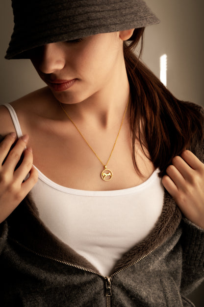 Aries Zodiac Necklace | 925K Silver & Gold Options with Zircon or Diamond Halo Necklace