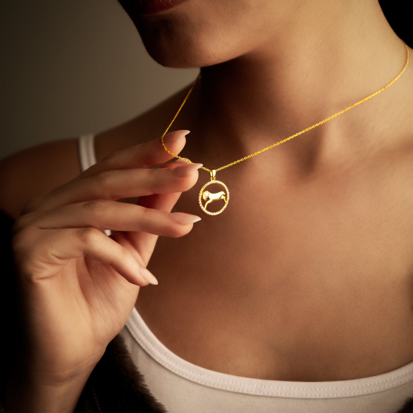 Aries Zodiac Necklace | 925K Silver & Gold Options with Zircon or Diamond Halo Necklace