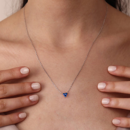 BILLIE Blue Sapphire Trio Necklace | 8K & 14K Gold Three-Stone Pendant