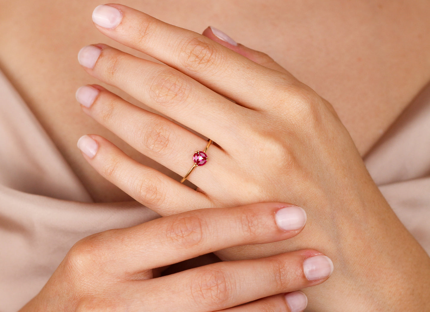 BLAKE Elegant Ruby Flower Cluster Ring with Central Zircon or Diamond | Available in 8K or 14K Solid Gold