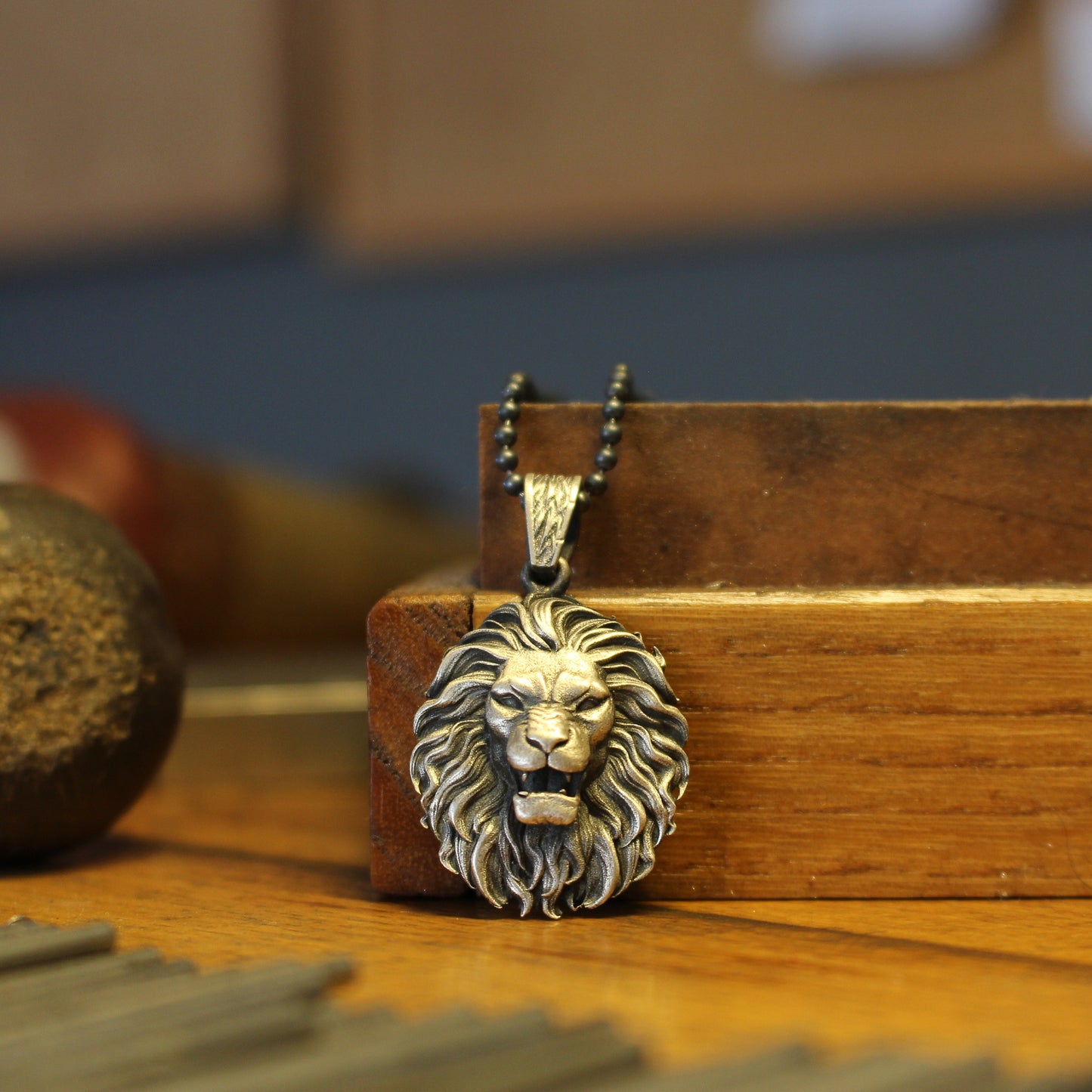 Bold Roaring Lion Necklace in Sterling Silver | Majestic Design Pendant Necklace for Men