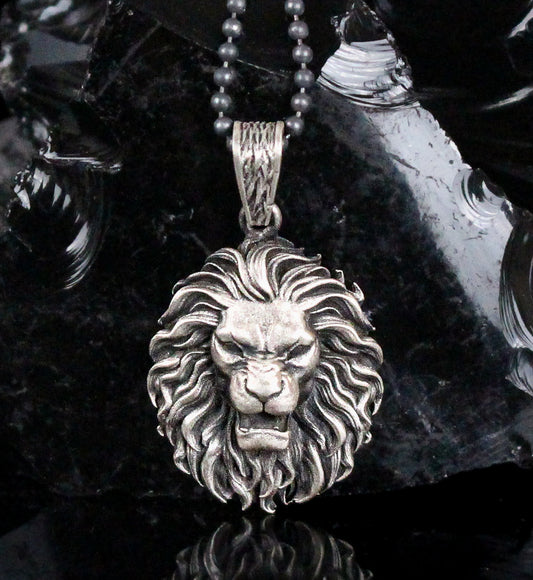 Bold Roaring Lion Necklace in Sterling Silver | Majestic Design Pendant Necklace for Men