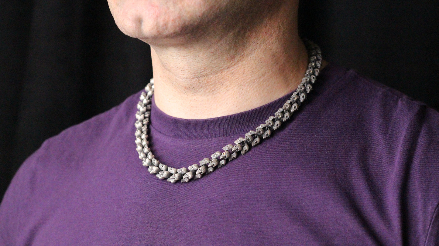 Bold Skull Chain Necklace in 925 Sterling Silver | Edgy and Unique Gothic Necklace for Men