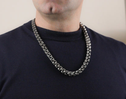 Bold Skull Chain Necklace in 925 Sterling Silver | Edgy and Unique Gothic Necklace for Men