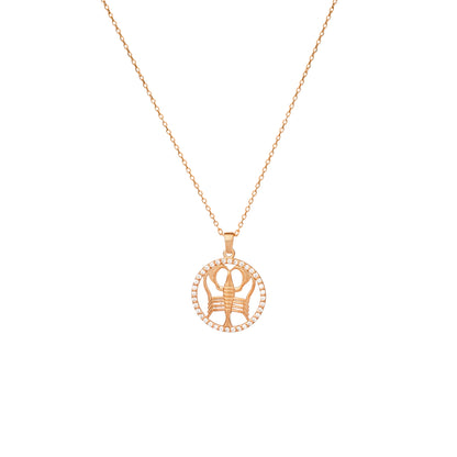 CANCER Zodiac Symbol Necklace | Horoscope Oval Pendant Necklace in Gold & Silver