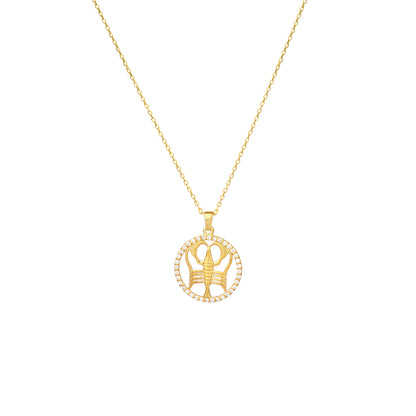 CANCER Zodiac Symbol Necklace | Horoscope Oval Pendant Necklace in Gold & Silver