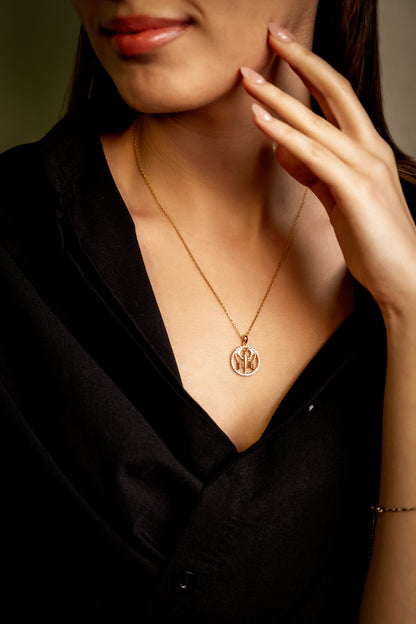 CANCER Zodiac Symbol Necklace | Horoscope Oval Pendant Necklace in Gold & Silver