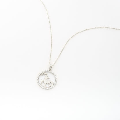 CAPRICORN Zodiac Necklace | Gold & Silver Astrology Pendant with Diamond or Zircon