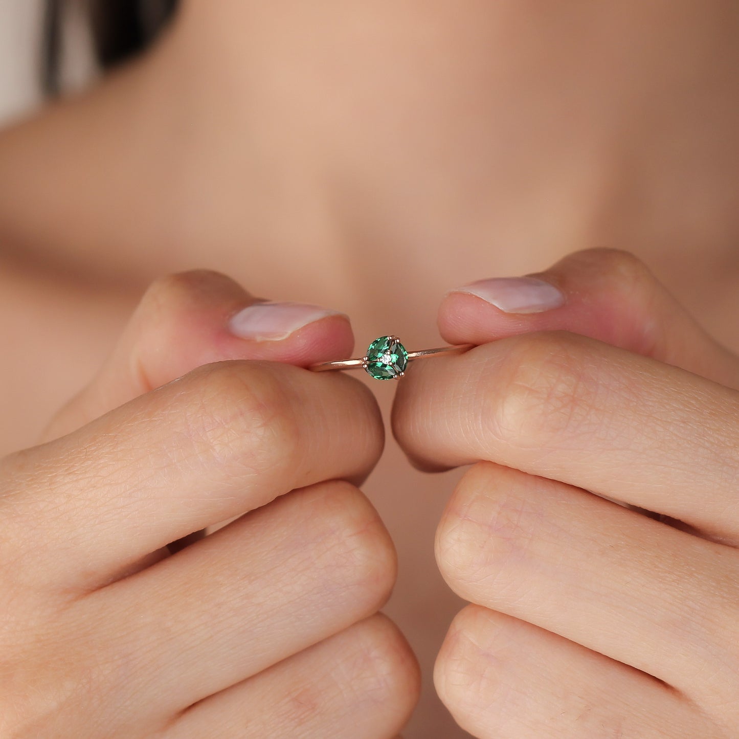 CARINA Unique Floral-Inspired 8K/14K Gold Emerald Ring | Zircon/Diamond Gemstone Luxury Ring