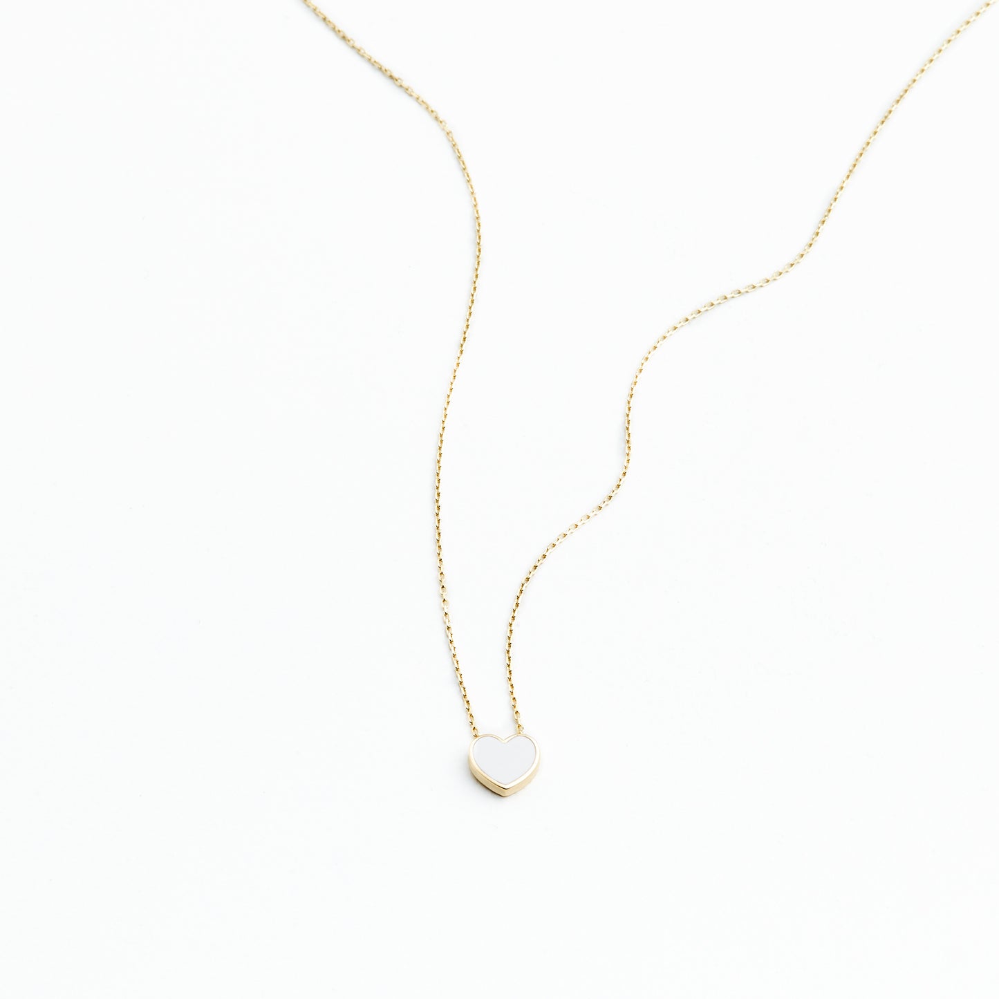 CHER Elegant White Heart Necklace | Dainty Enamel Pendant in Silver & Gold