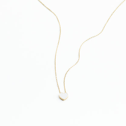 CHER Elegant White Heart Necklace | Dainty Enamel Pendant in Silver & Gold