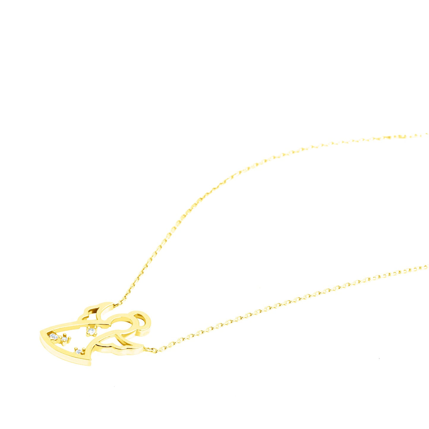 CHRYSTAL Dainty Angel Necklace | Sterling Silver & Gold Pendant with Diamond or Zircon