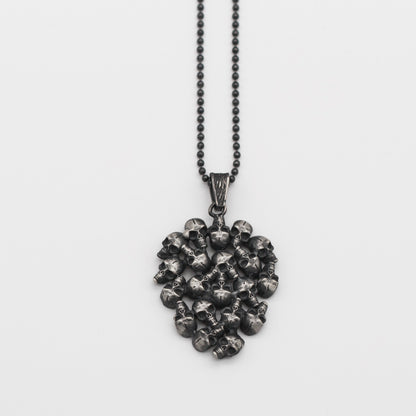 Clustered Skull Pendant Necklace in Sterling Silver | Statement Gothic Style Necklace