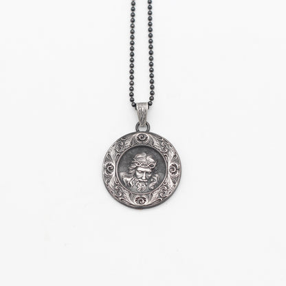 Crown of Thorns Jesus in 925K Sterling Silver | Religious Necklace for Christian Men