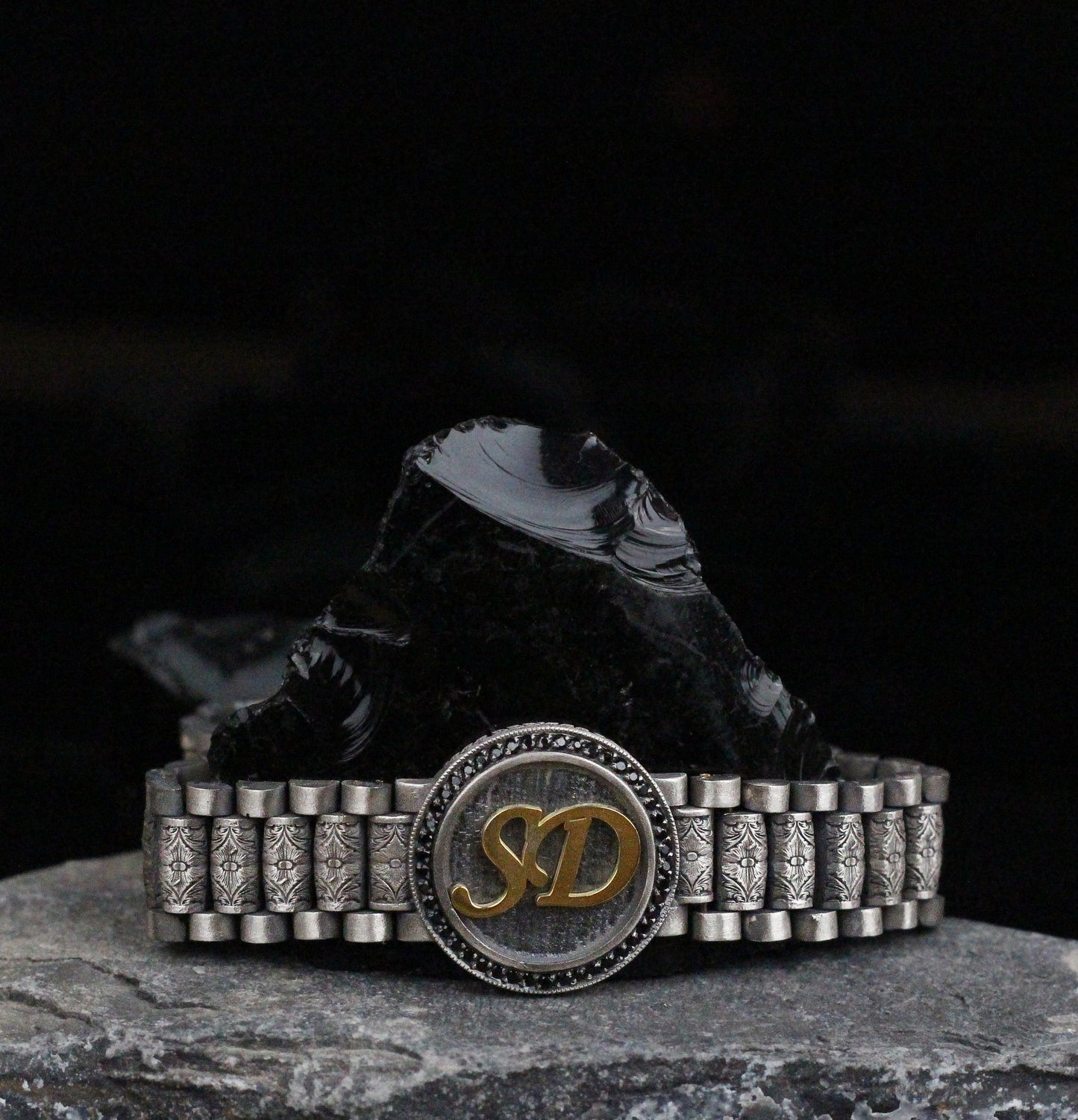 Custom Sterling Silver Bracelet with Personalized Initials | Customized Jewelry Gift for Men