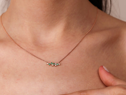 DOA Radiant Emerald Cluster Necklace | Silver & Gold Options with Zircon Details