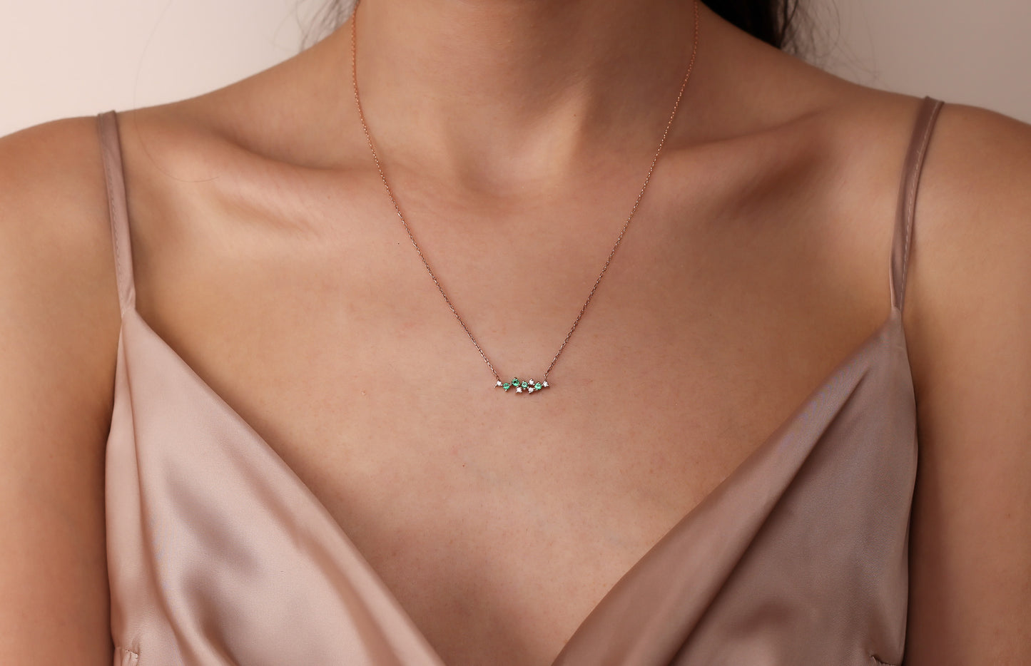 DOA Radiant Emerald Cluster Necklace | Silver & Gold Options with Zircon Details