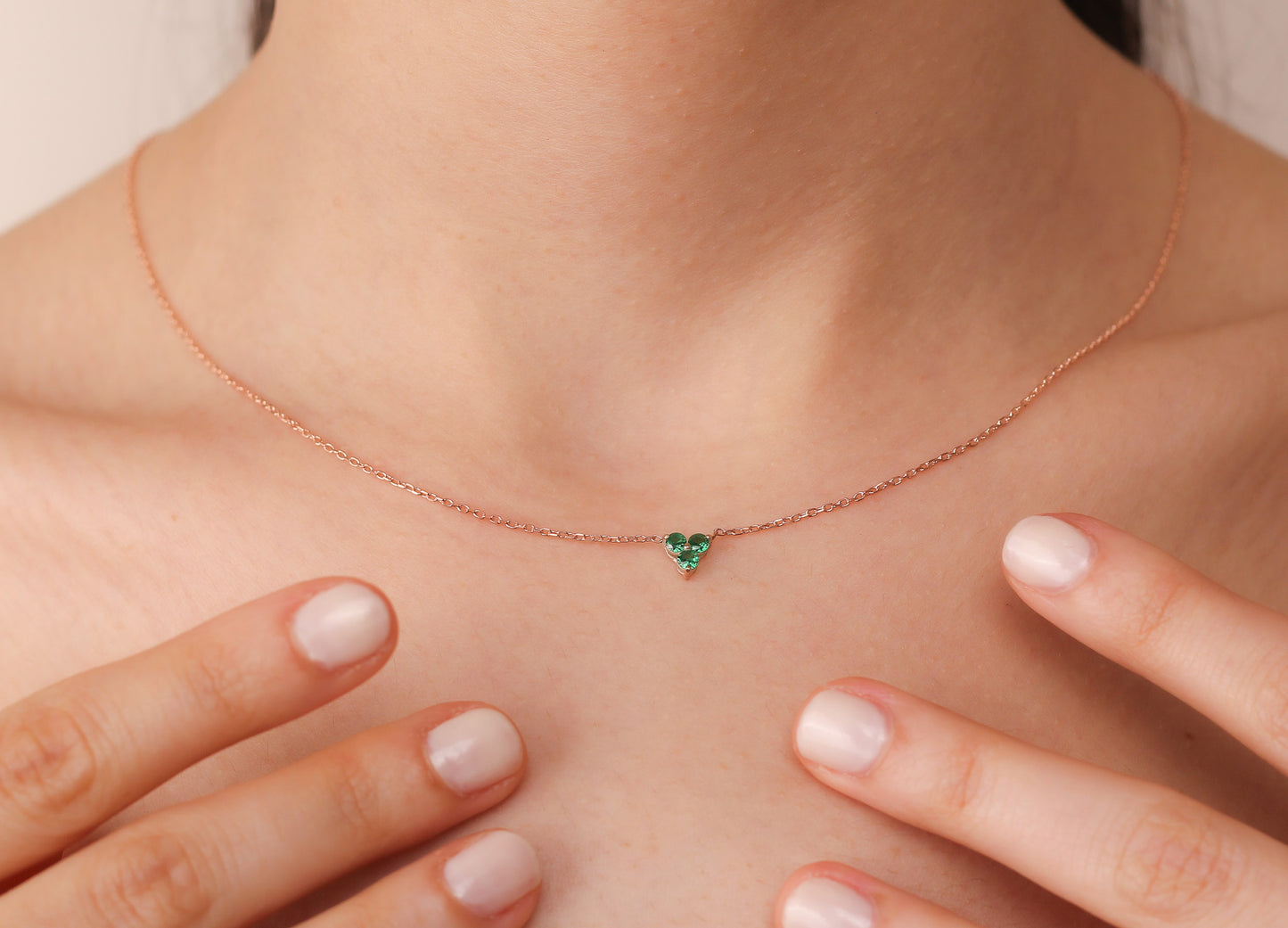 FIONA Timeless Emerald Trio Pendant | Luxury Silver & Gold Three-Stone Necklace