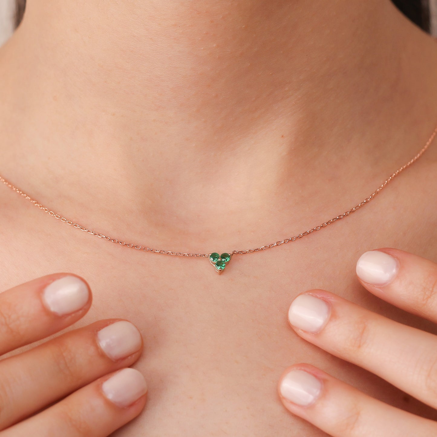 FIONA Timeless Emerald Trio Pendant | Luxury Silver & Gold Three-Stone Necklace