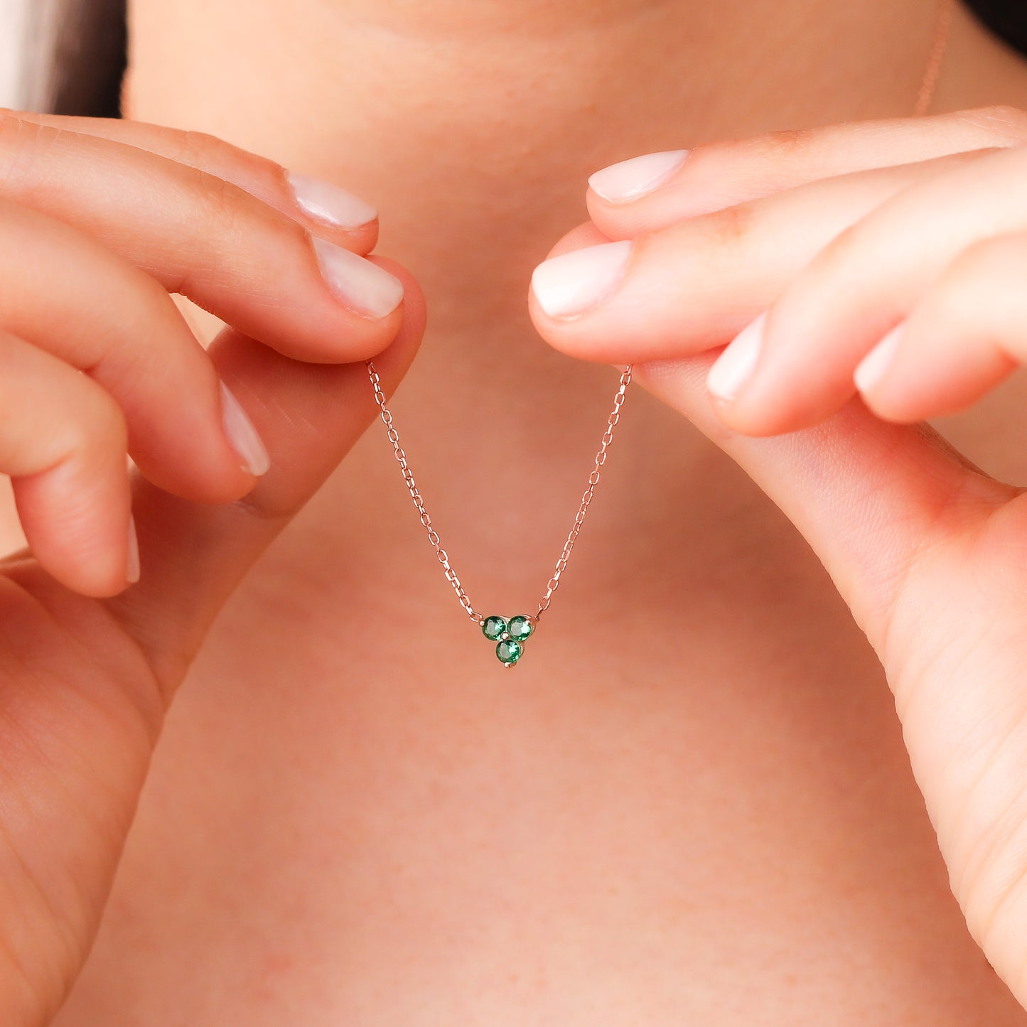 FIONA Timeless Emerald Trio Pendant | Luxury Silver & Gold Three-Stone Necklace