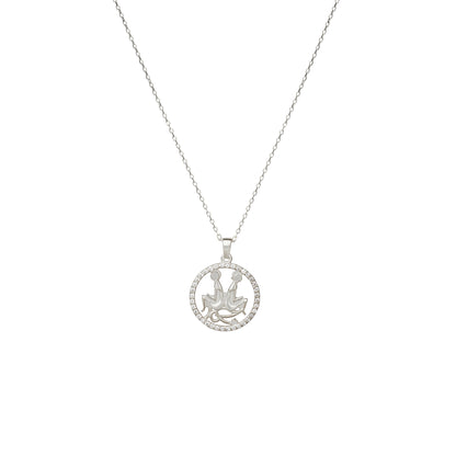 GEMINI Zodiac Necklace with Sparkling Halo | Astrology-Inspired Gold & Silver Pendant