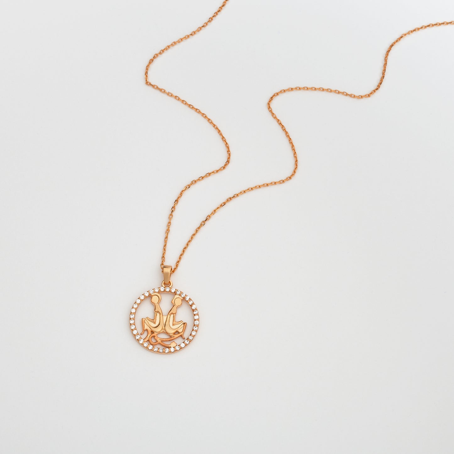 GEMINI Zodiac Necklace with Sparkling Halo | Astrology-Inspired Gold & Silver Pendant