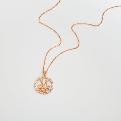 GEMINI Zodiac Necklace with Sparkling Halo | Astrology-Inspired Gold & Silver Pendant