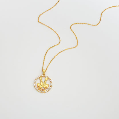 GEMINI Zodiac Necklace with Sparkling Halo | Astrology-Inspired Gold & Silver Pendant