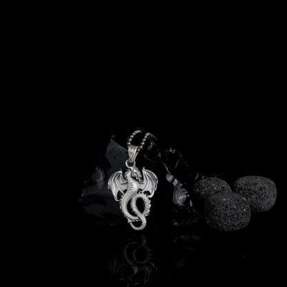 Handmade Fierce Dragon Necklace | 925K Sterling Silver Mythical Necklace for Men