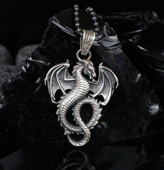 Handmade Fierce Dragon Necklace | 925K Sterling Silver Mythical Necklace for Men