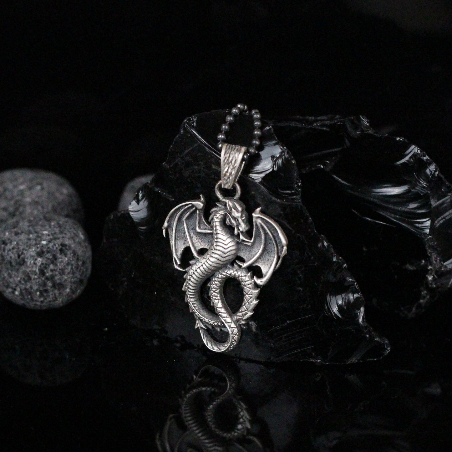 Handmade Fierce Dragon Necklace | 925K Sterling Silver Mythical Necklace for Men