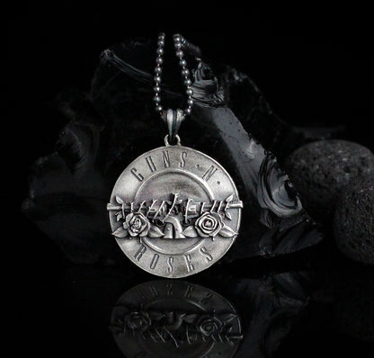 Iconic Guns N' Roses Silver Necklace | Perfect for Fans and Rock Enthusiasts Jewelry