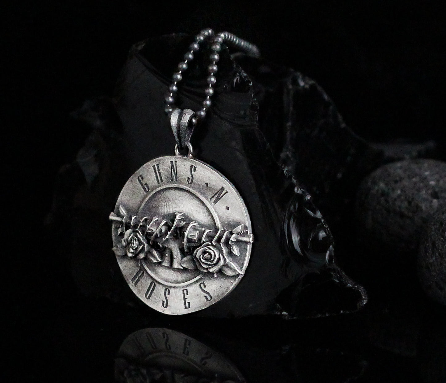 Iconic Guns N' Roses Silver Necklace | Perfect for Fans and Rock Enthusiasts Jewelry