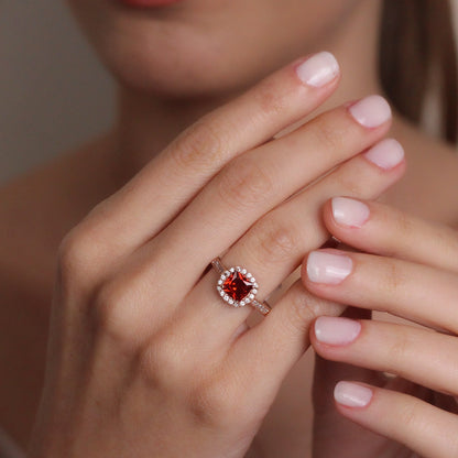 July Birthstone Ruby Promise Ring | Solid Silver & Gold Princess Cut Ruby Engagement Ring