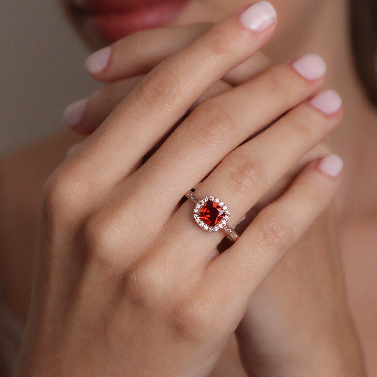 July Birthstone Ruby Promise Ring | Solid Silver & Gold Princess Cut Ruby Engagement Ring