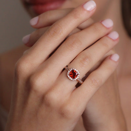 July Birthstone Ruby Promise Ring | Solid Silver & Gold Princess Cut Ruby Engagement Ring