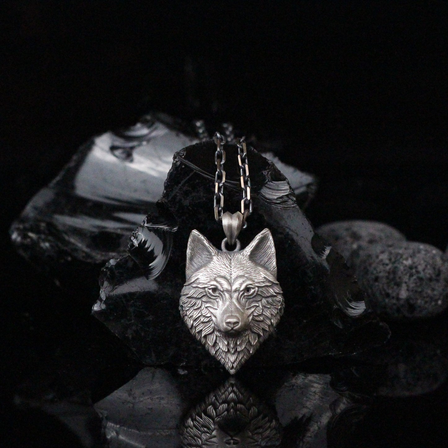 Large Wolf Head Necklace, Norse Mythology Necklace for Men