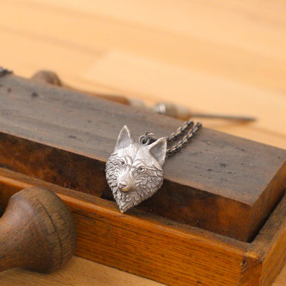 Large Wolf Head Necklace, Norse Mythology Necklace for Men