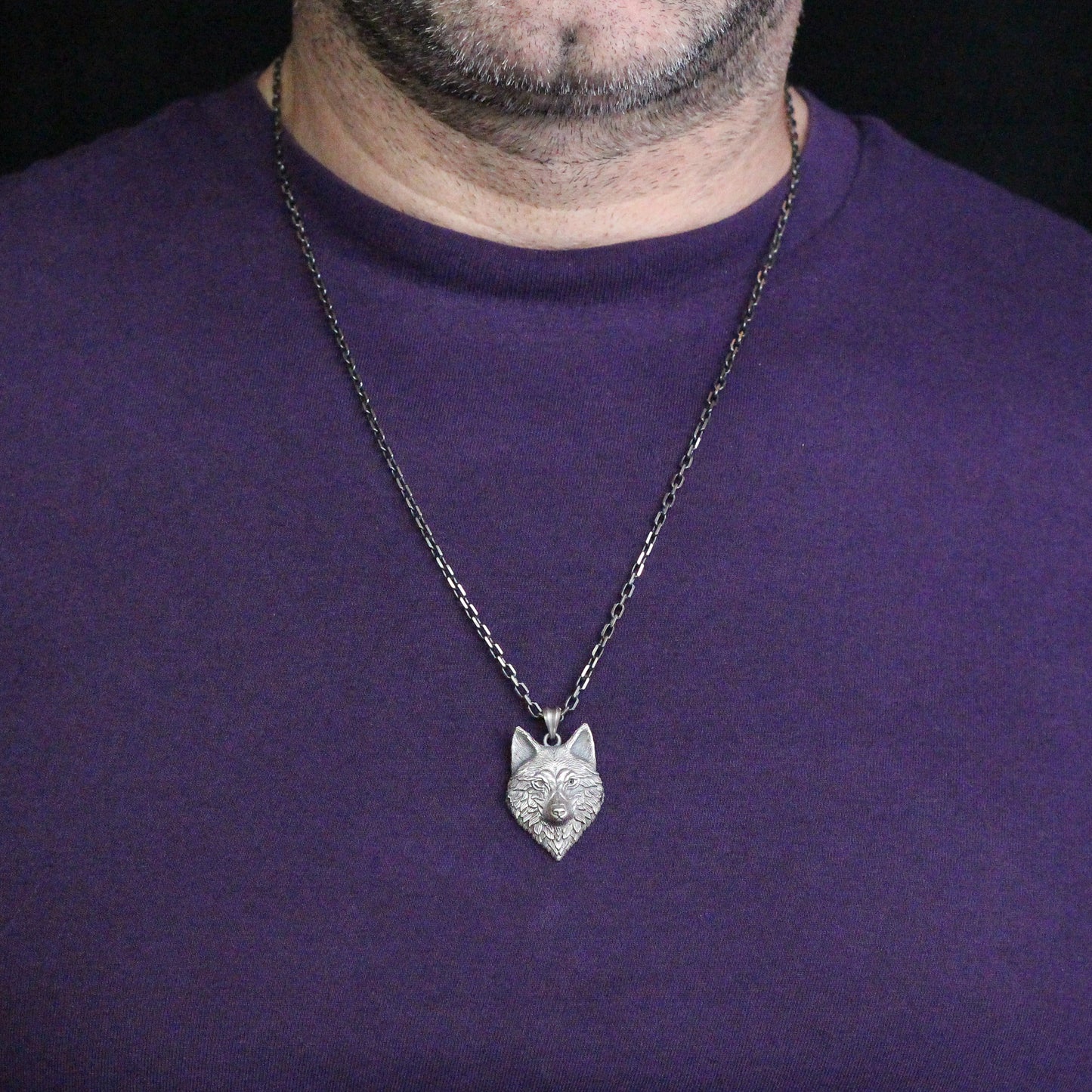 Large Wolf Head Necklace, Norse Mythology Necklace for Men