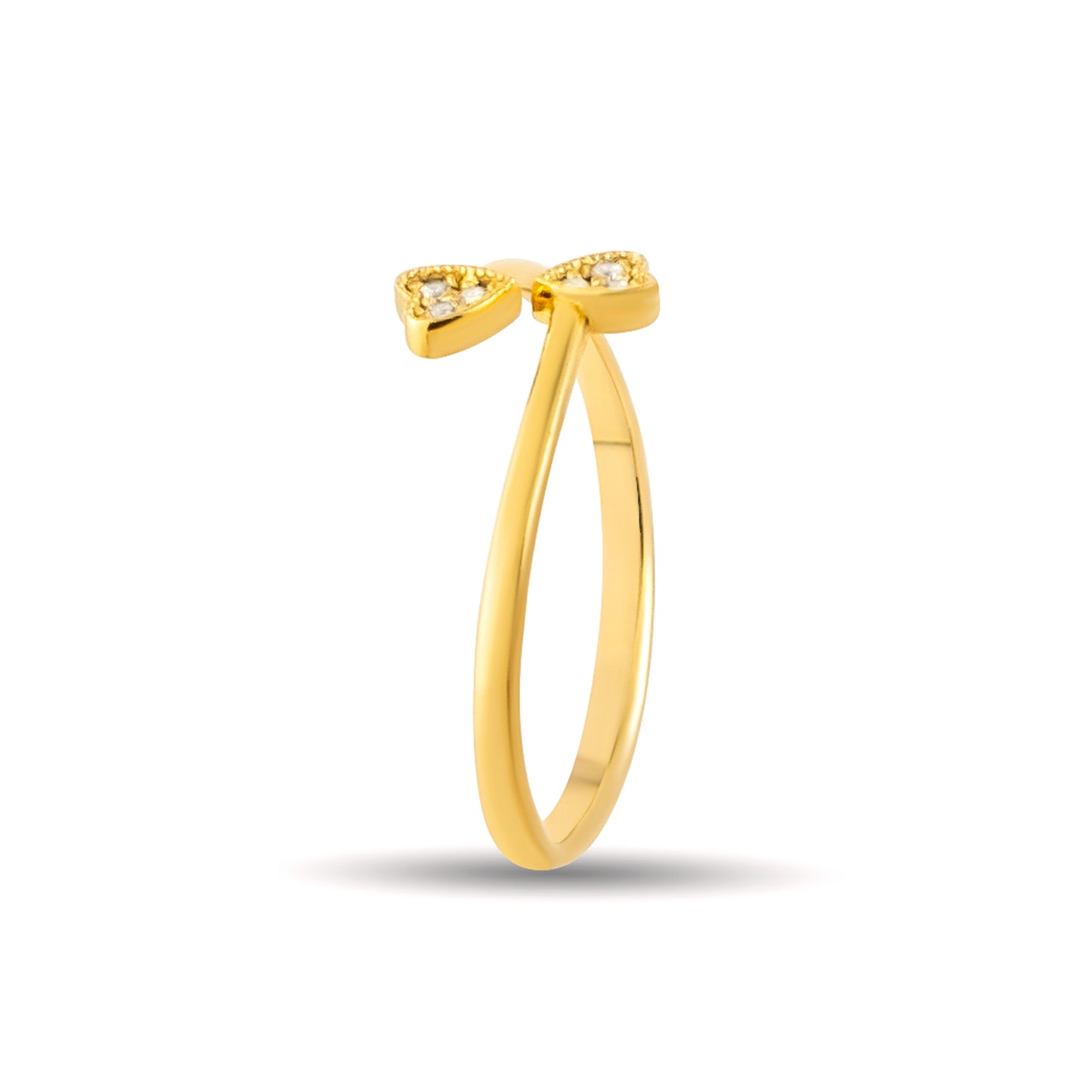 LENA Romantic Adjustable Double Heart Ring in Solid Gold | Knuckle Ring for Her